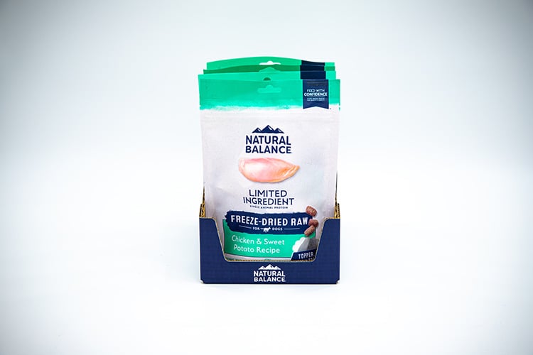 Pet Food Packaging Treats in Cabrio Case Front View 2