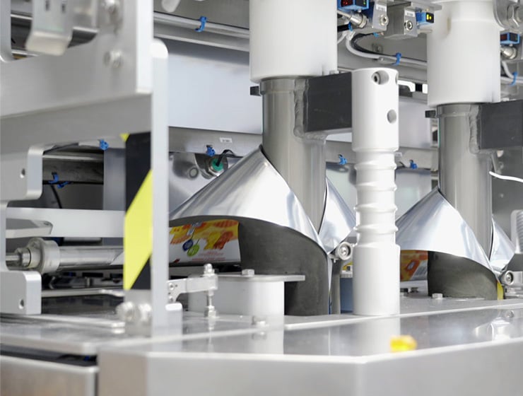 An image of film running through a TwinTube bagger machine