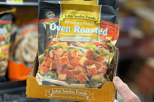 A picture of John Soules Oven Roasted Chicken in Delkor's Shelf-Ready Packaging