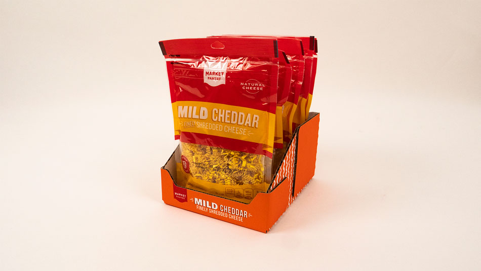 Cheese retail ready packaging design for shredded cheese bags