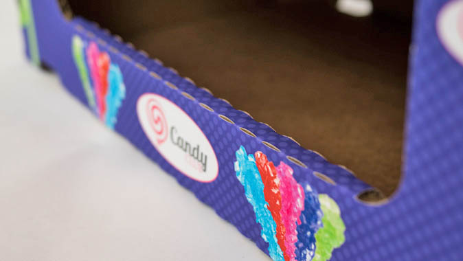 Club store packaging with reinforced display edge. Club store packaging with reinforced display edge.