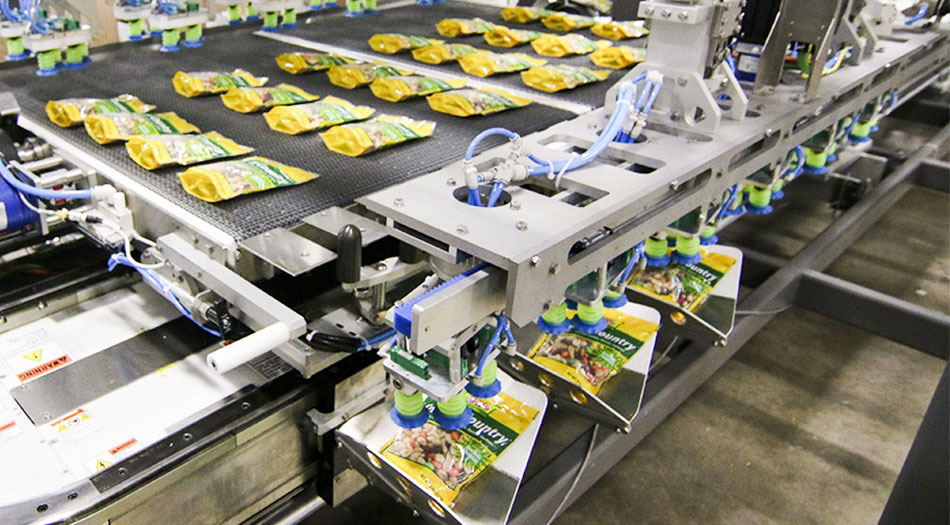 High speed case packing with perfect pouch alignment technology High speed case packing with perfect pouch alignment technology