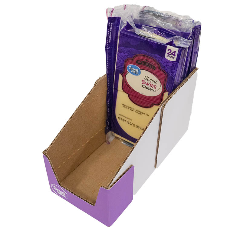 Retail ready packaging solutions that can keep products up right with glue application in the tray Retail ready packaging solutions that can keep products up right with glue application in the tray