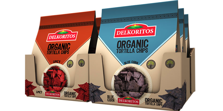 Shelf ready packaging for multi-flavored chips