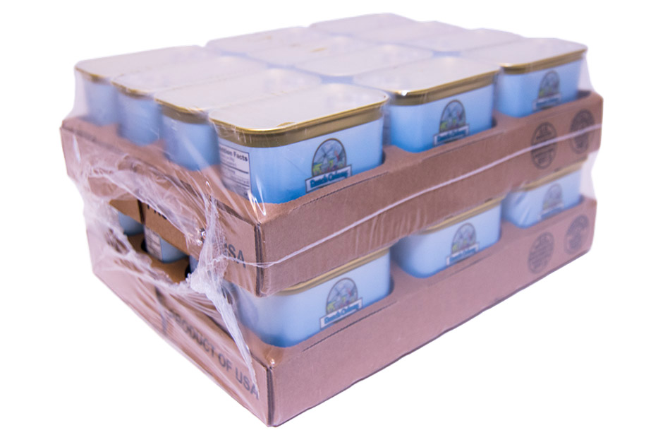 Tray shrink package dual stacked layer for more efficient distribution