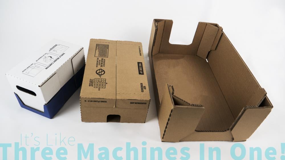Case former capable of erecting retail ready case, standard shipping case and stackable club store tray