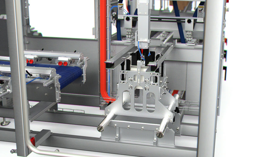 Case former tooling arm can be changed for cases, retail ready packages and stackable trays. Case former tooling arm can be changed for cases, retail ready packages and stackable trays.