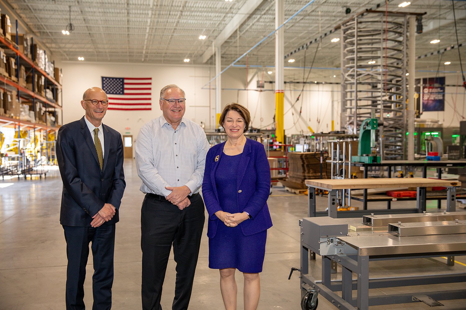 EXIM Bank Dir Herrnstadt and US Senator Amy Klobuchar tour Delkor with Delkor's CEO, Dale Andersen